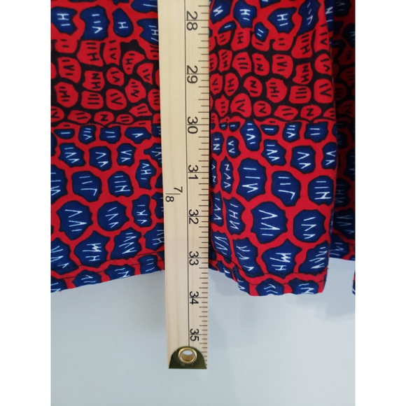 Grass Fields The African Shop Print Dress Women 8 Red Blue Short Sleeve Pockets - Picture 6 of 9